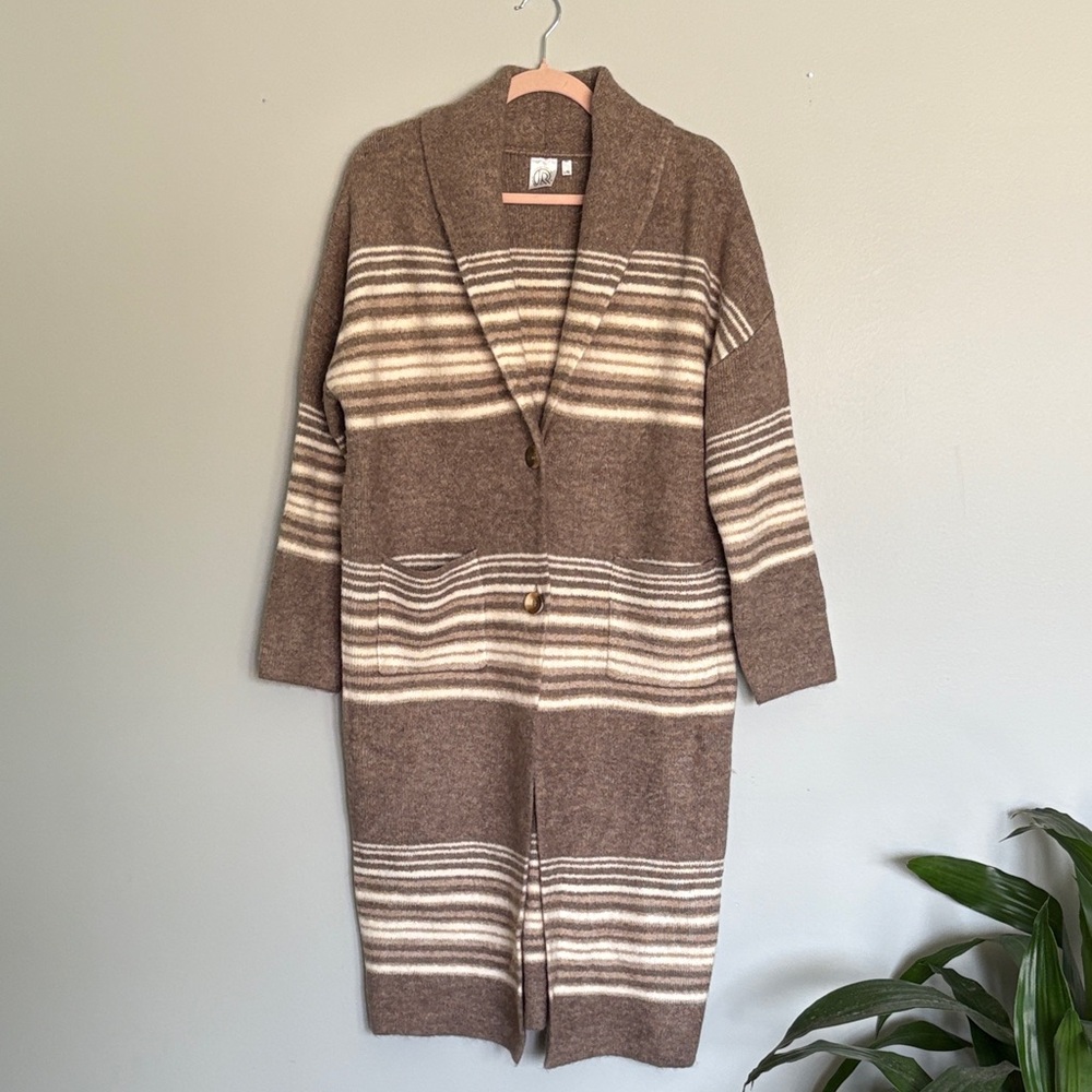 Cozy Brown Striped Women's Cardigan